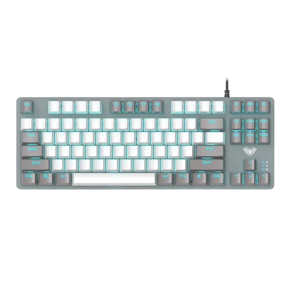 AULA F3287 Wired Mechanical Gaming Keyboard | Grey White, Blue Switch (F3287GW)