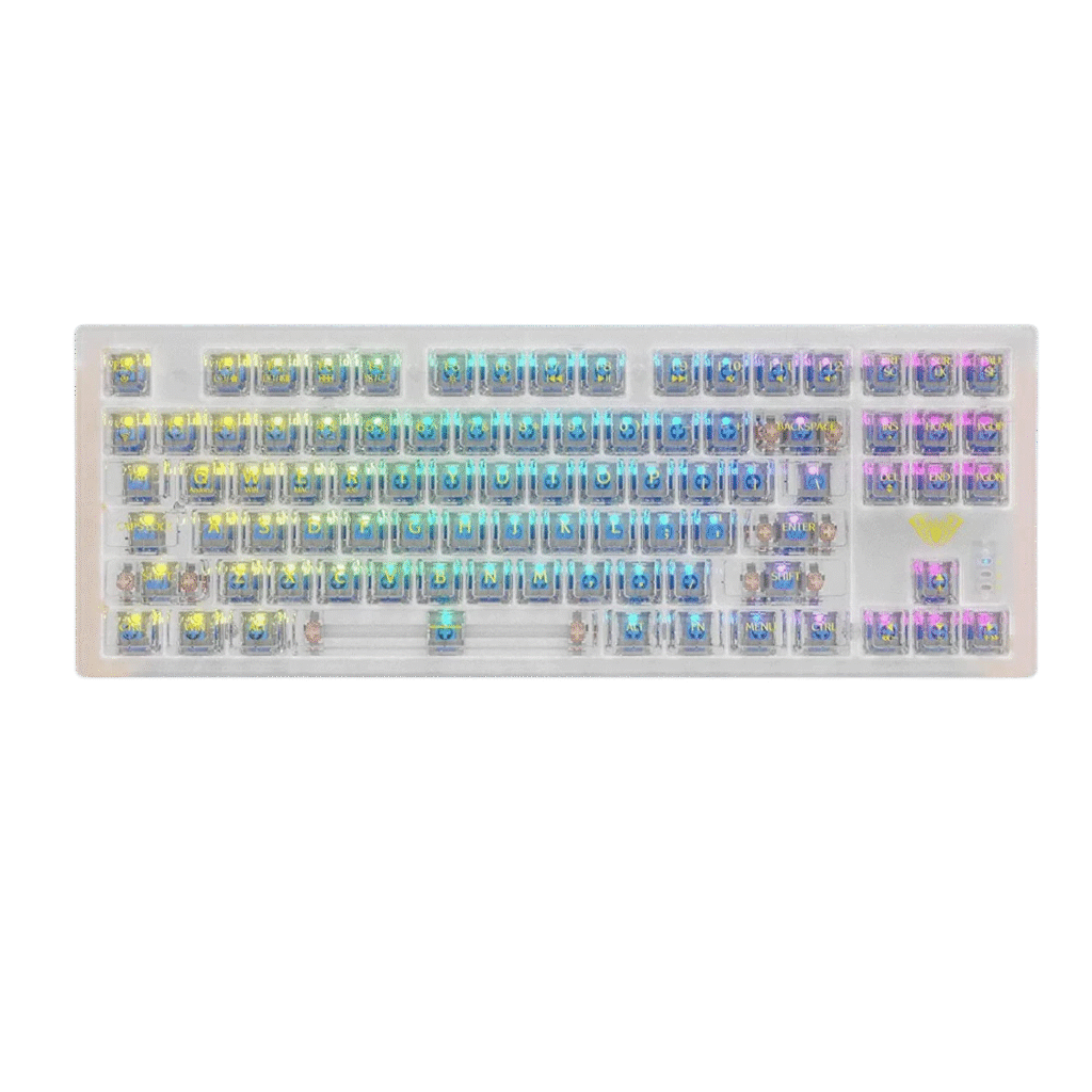 Refurbished AULA F2183 Gaming Mechanical Wireless, Bluetooth, Wired USB Multi-Device Keyboard | White, Blue Switch (R-F2183W)