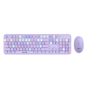 Refurbished Aula AC306 Type2 Wireless Multiple Colorful Gaming Keyboard and Mouse Combo | Purple (R-AC306Pr2)