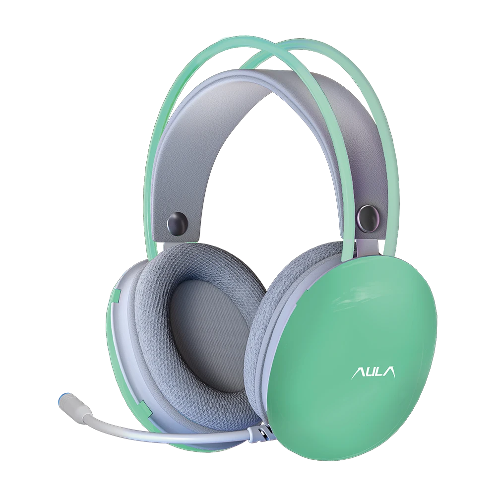 Aula S505 RGB Wired Gaming Headset With Adjustable Mic | Green (S505G)