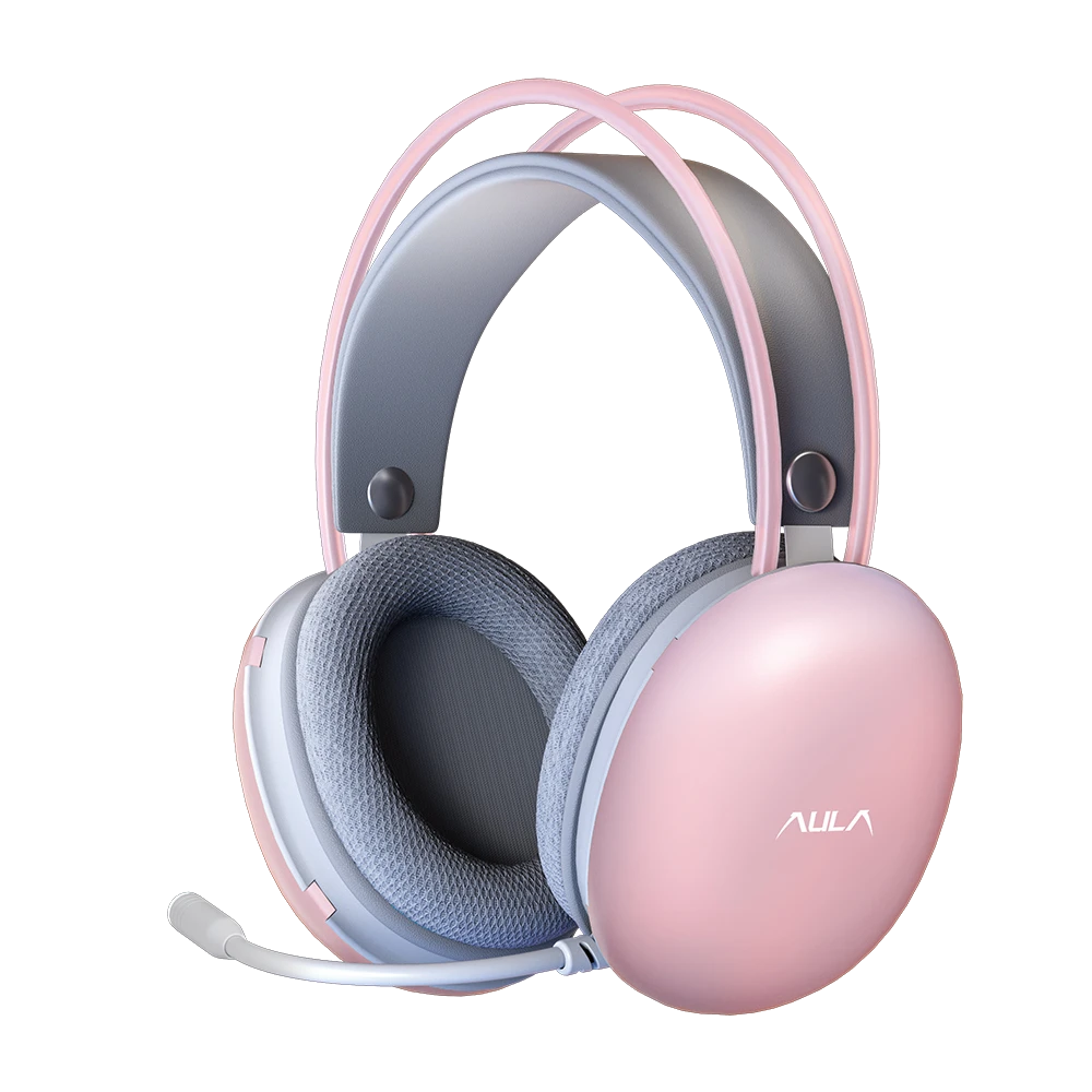 Aula S505 RGB Wired Gaming Headset With Adjustable Mic | Pink (S505P)