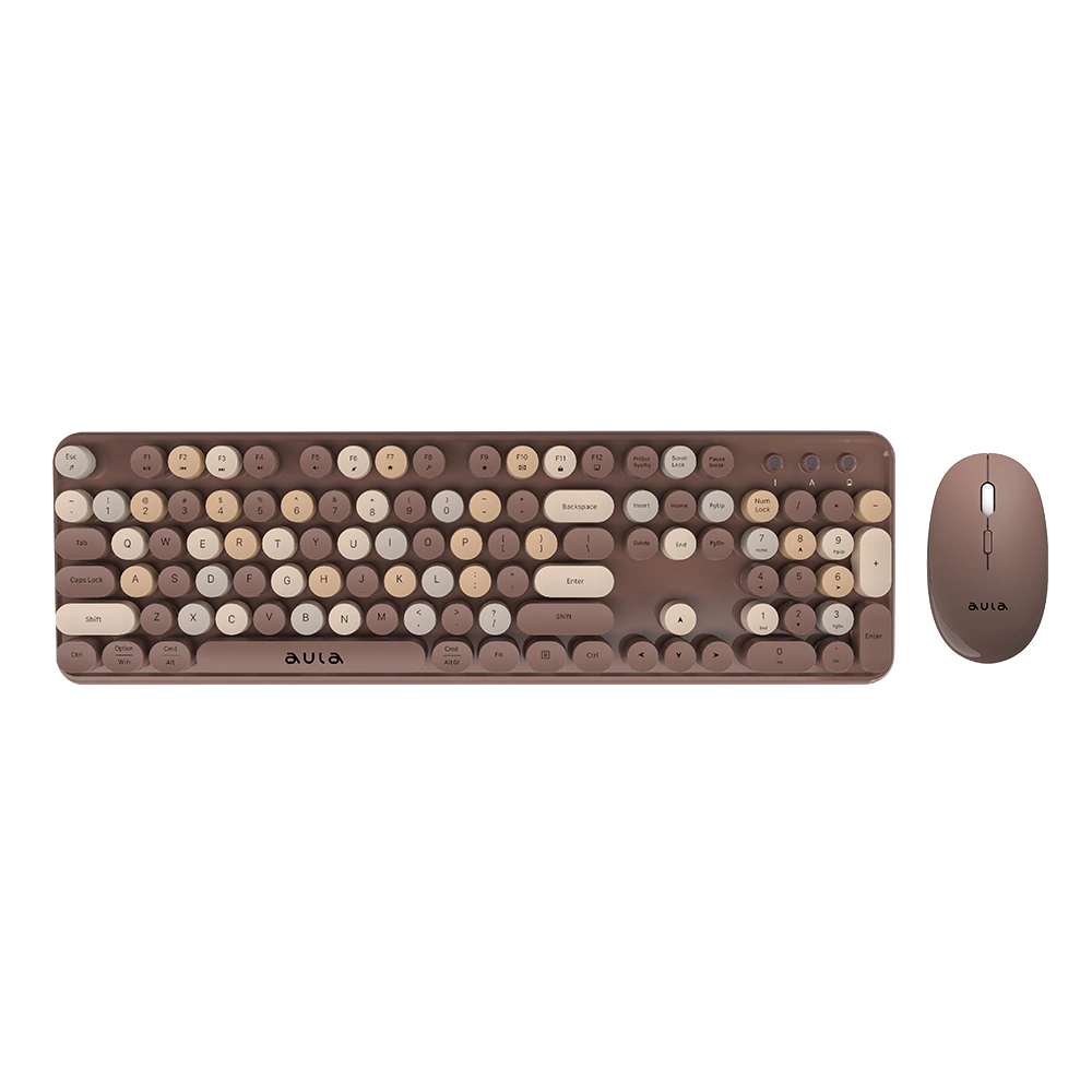 Aula AC306 Type2 Wireless Multiple Colorful Gaming Keyboard and Mouse Combo | Brown (AC306Br2)