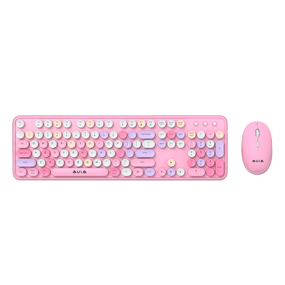 Aula AC306 Type2 Wireless Multiple Colorful Gaming Keyboard and Mouse Combo | Pink (AC306P2)