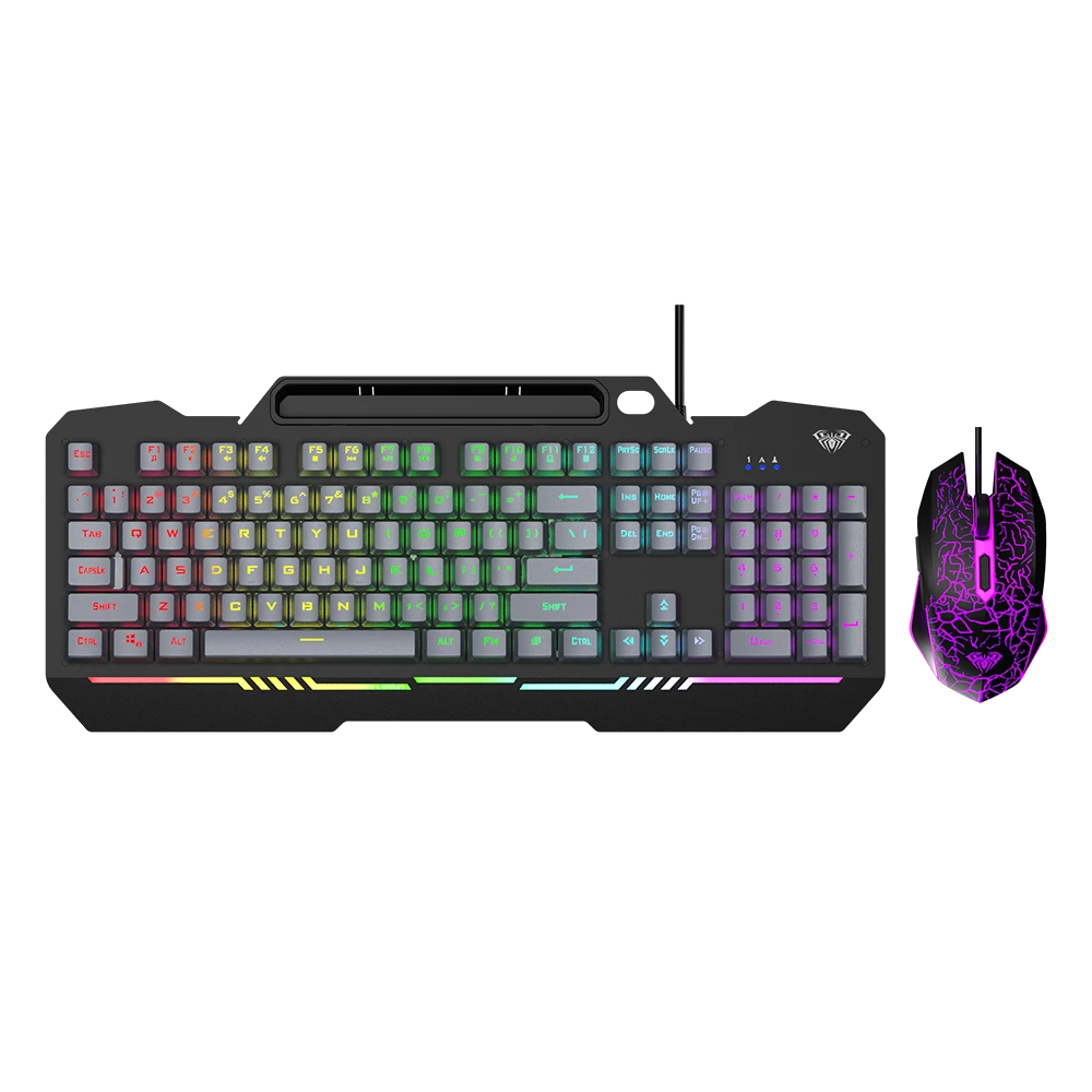 AULA T102 Wired Membrane Gaming Keyboard and Mouse Combo | Black (T102)