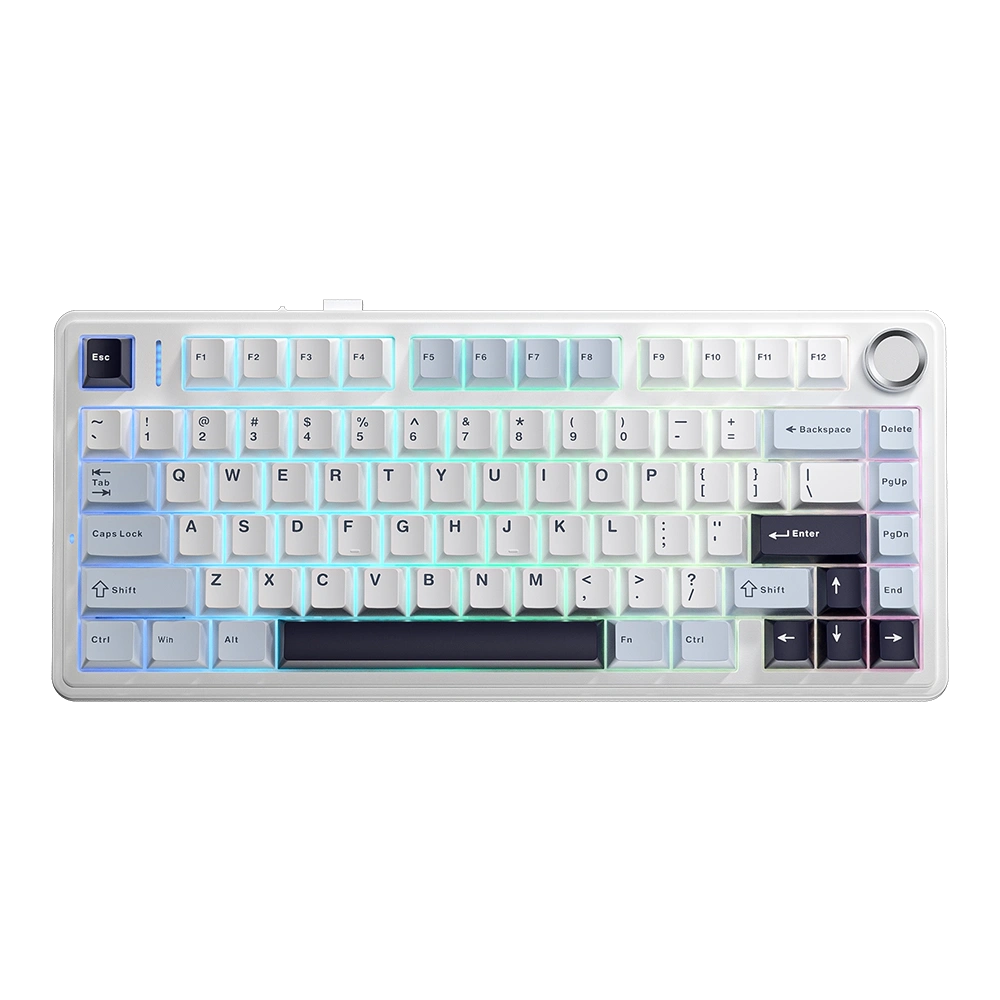 AULA F75 75% Wireless Trio Mode Mechanical Gaming Keyboard With Knob | Ice Blue Ice Vein Switch (F75IUV)
