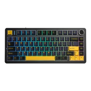 AULA F75 75% Wireless Trio Mode Mechanical Gaming Keyboard With Knob | Thunder Black Graywood Switch (F75TBW)