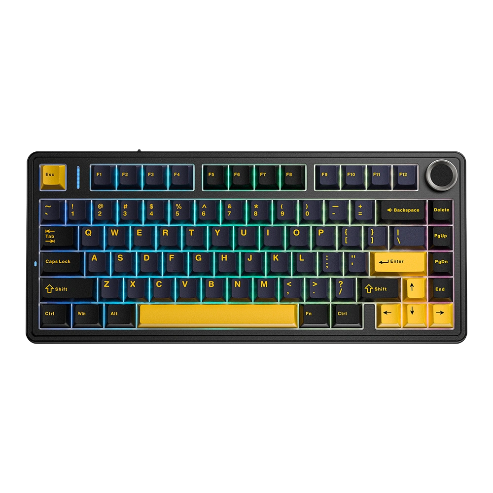 AULA F75 75% Wireless Trio Mode Mechanical Gaming Keyboard With Knob | Thunder Black Graywood Switch (F75TBW)