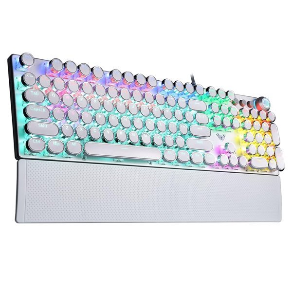 AULA F2088 RGB Wired Mechanical Gaming Keyboard With Knob | White, Blue Switch (F2088W)