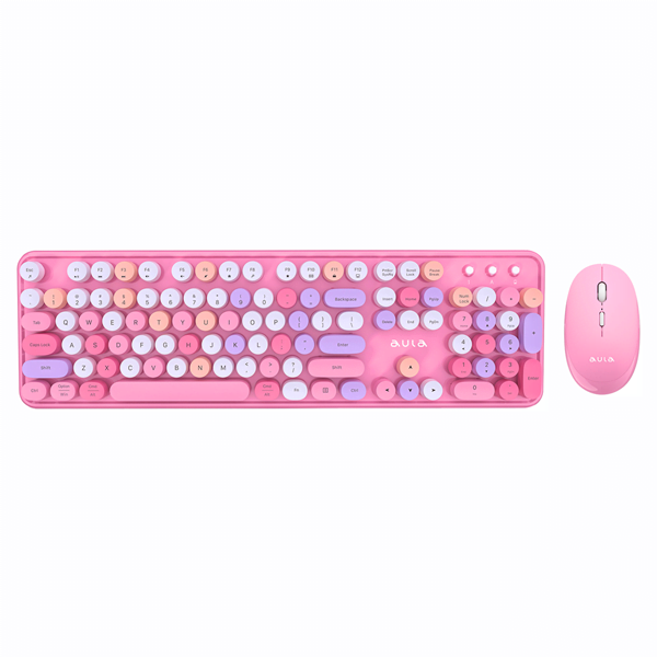 Aula AC306 Type2 Wireless Multiple Colorful Gaming Keyboard and Mouse Combo | Pink (AC306P2)
