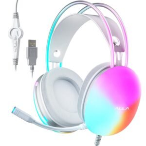 Aula S505 RGB Wired Gaming Headset With Adjustable Mic | Pink (S505P)