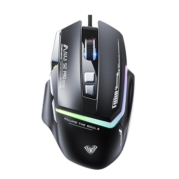 Refurbished Aula S12Pro 12800 DPI Optical Wired Gaming Mouse | Black (R-S12ProB)