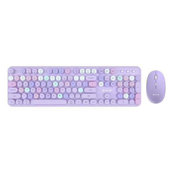 Aula AC306 Type2 Wireless Multiple Colorful Gaming Keyboard and Mouse Combo | Purple (AC306Pr2)