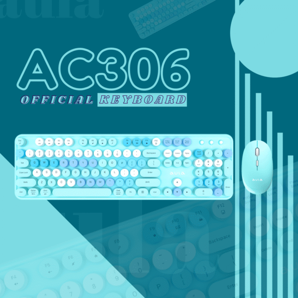 Aula AC306 Type2 Wireless Colorful Keyboard Combo | Blue (AC306U2) - Image 3