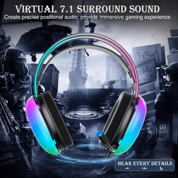 Aula S505 RGB Wired Gaming Headset With Adjustable Mic | Black (S505B) - Image 2