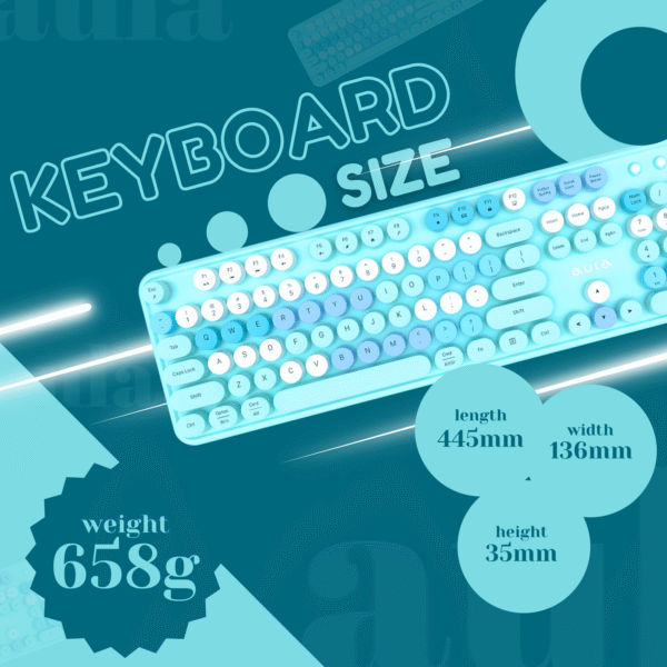 Aula AC306 Type2 Wireless Colorful Keyboard Combo | Blue (AC306U2) - Image 4