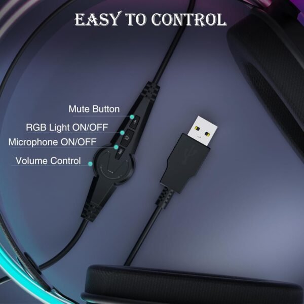 Aula S505 RGB Wired Gaming Headset With Adjustable Mic | Black (S505B) - Image 7