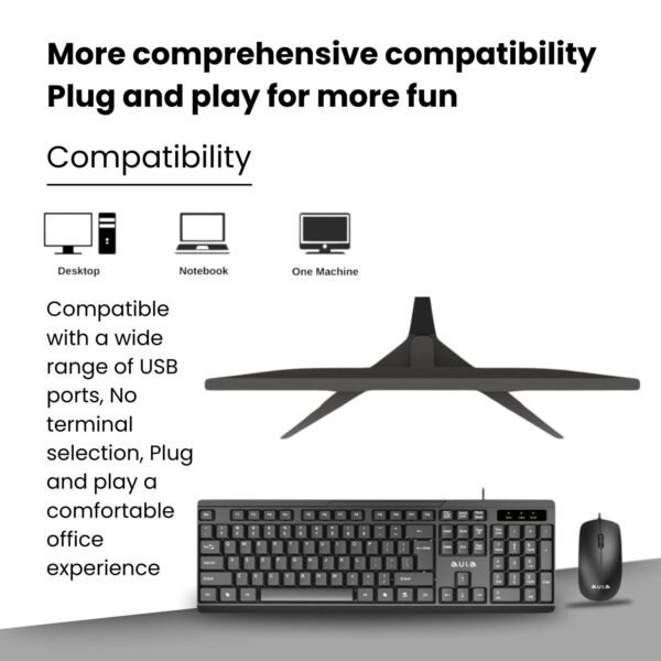 Aula AC101 Wired Keyboard and Mouse Combo | Black (AC101B) - Image 7