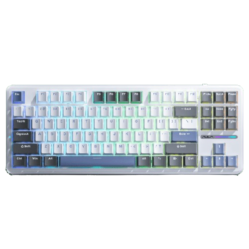Aula F87 3 in 1 Hot-Swappable RGB Mechanical Gaming Keyboard (Smoke Blue, Gray Wood Switch V3)