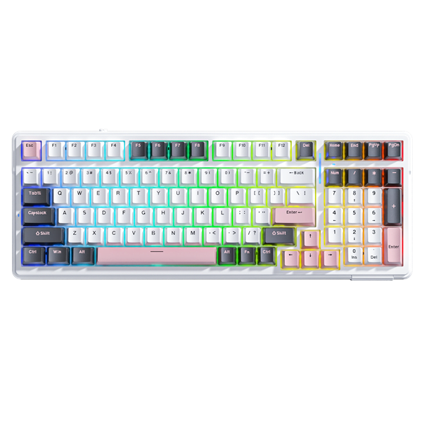 Aula F99 3 in 1 Hot Swappable RGB Mechanical Gaming Keyboard | White-Pink-Black (F99BWP)