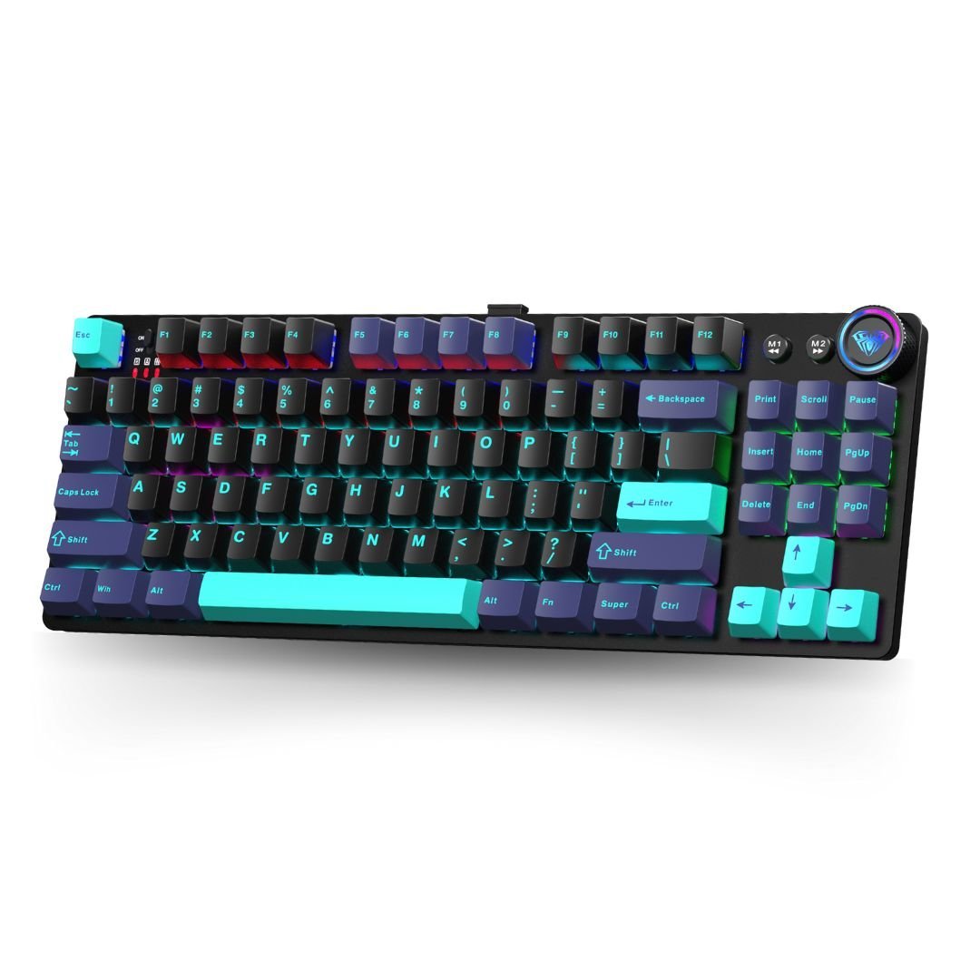 Refurbished AULA M75 Three-Mode Mechanical Gaming Keyboard | Blue Switch (R-M75GB)