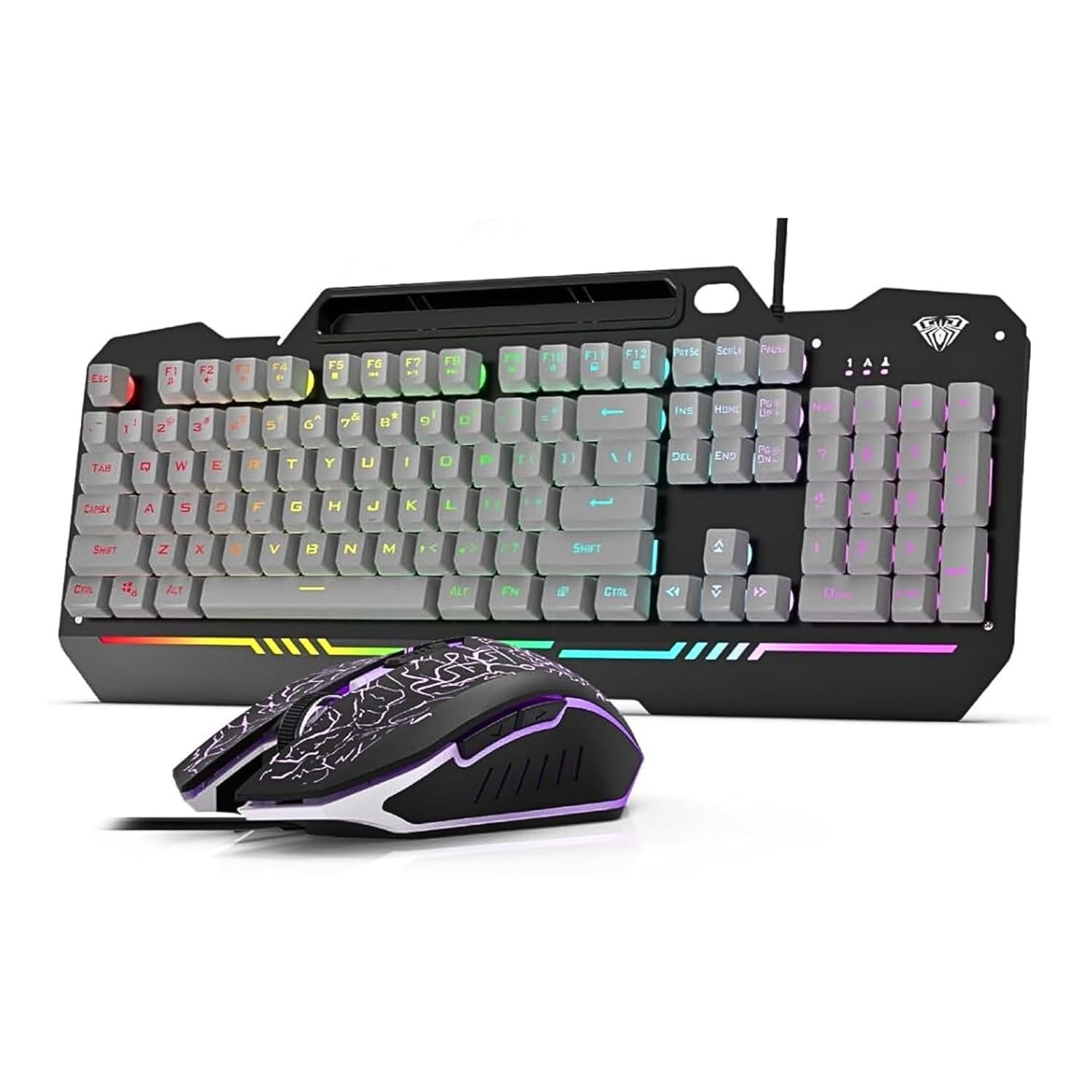 AULA T102 Wired Gaming Keyboard and Mouse Combo | Black Panel Grey Keycaps(T102Gr)
