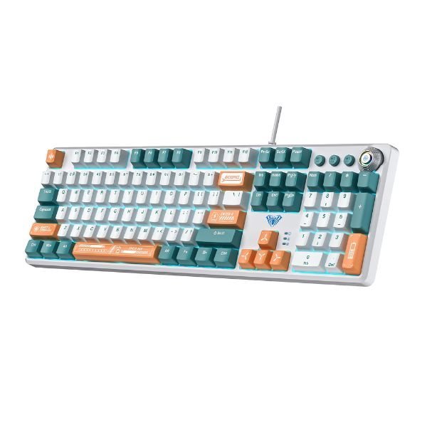 Refurbished Aula F2088Pro Wired Mechanical Keyboard White+Orange+Blue | Blue Switch (R-F2088Pro WOB)