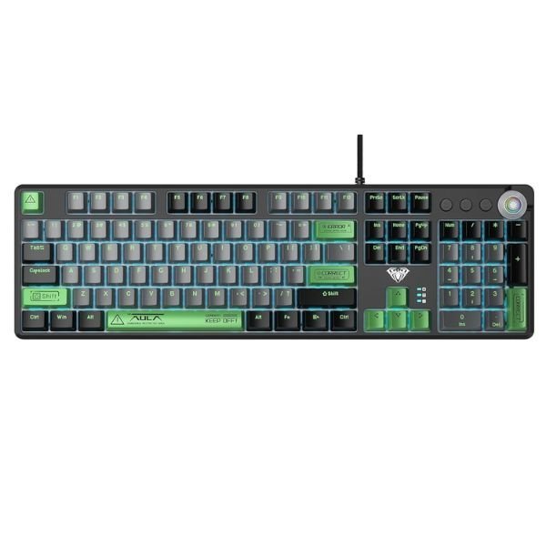 Refurbished AULA F2088Pro Wired Mechanical Keyboard Green Black (R-F2088Pro BGrG)