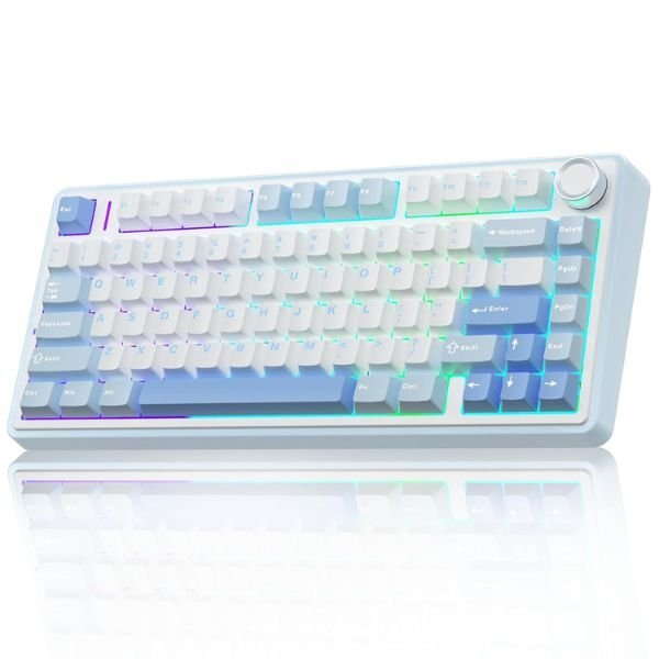 Refurbished AULA F75 3in1 Mechanical Keyboard Sea Blue, Graywood Switch (R-F75SUW)