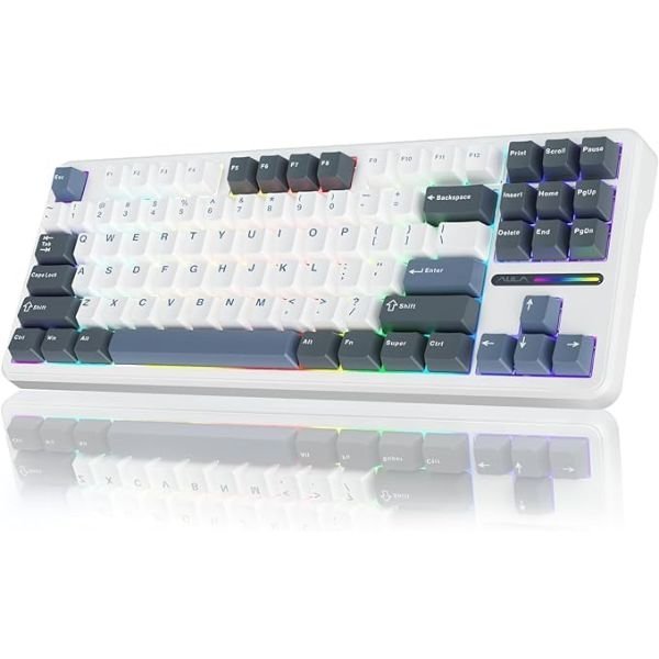 Refurbished AULA F87 3in1 Mechanical Keyboard Smoke Blue Graywood Switch (R-F87UW)